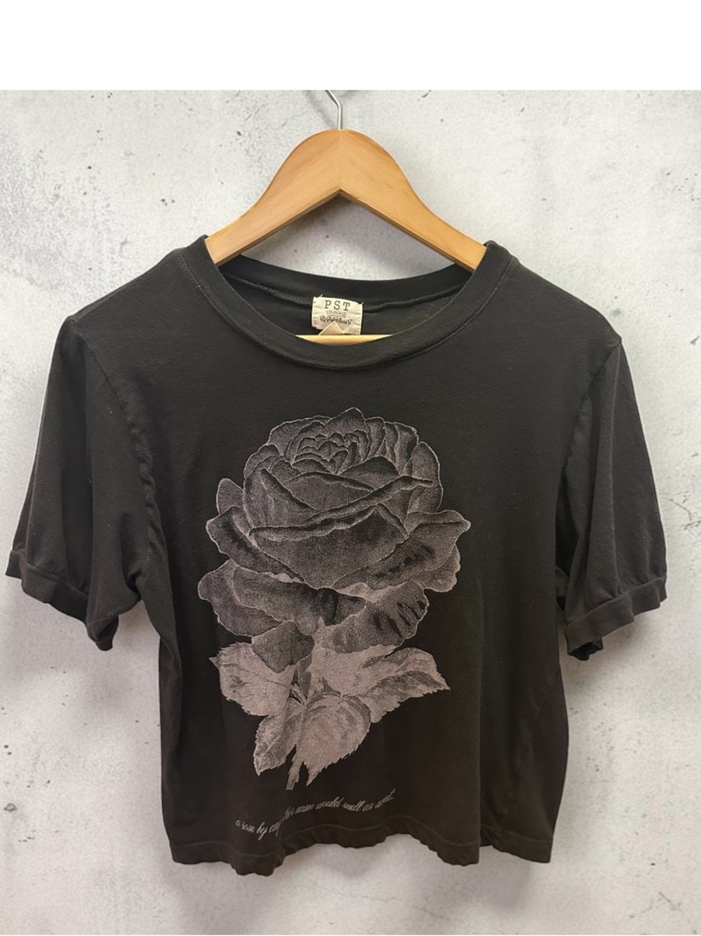 Project Social T PST Black Rose Graphic Tee Grunge Sz M